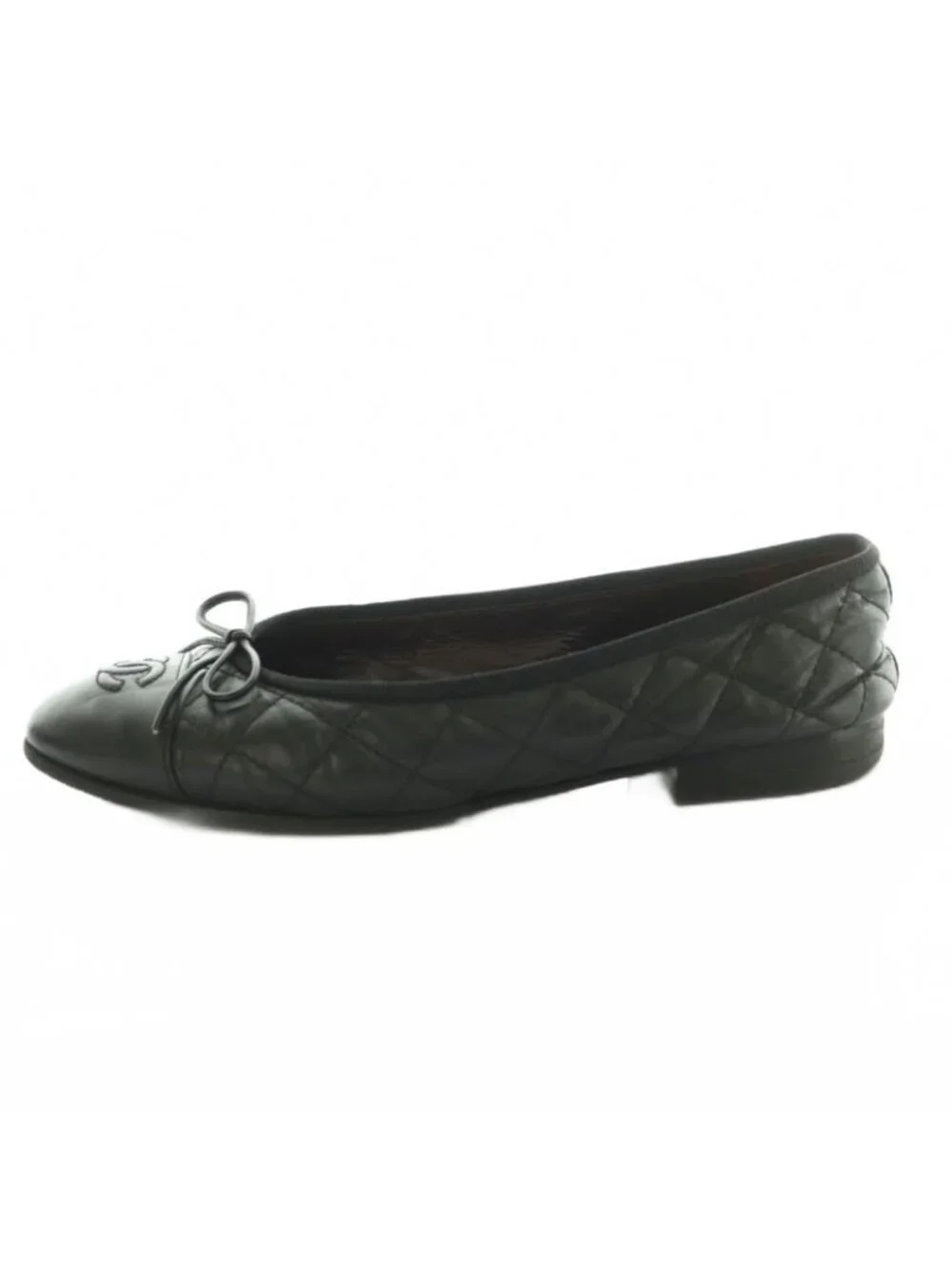 Chanel Ballerina Flat Shoes Ribbon Quilted Leather Black - Picture 2 of 9